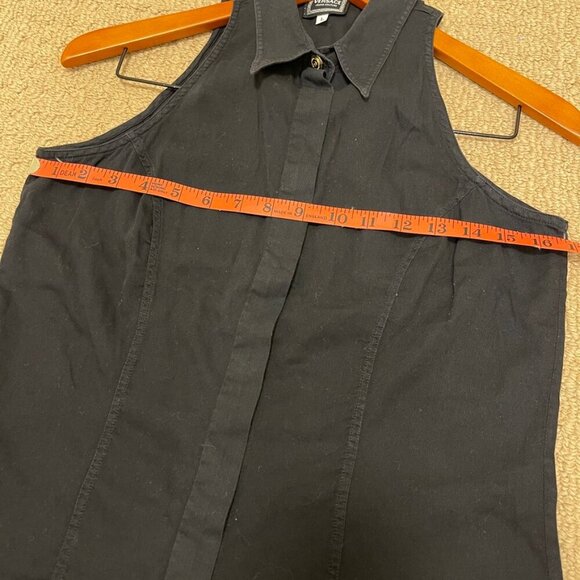 Vintage Versace Jeans Couture Sleeveless Button Up Blouse Black - Picture 12 of 14